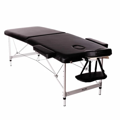 2-zónové masážne lehátko Tech-Alu, skladacie, farba čierna
