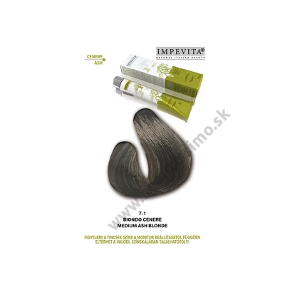 IMPEVITA FARBA NA VLASY BEZ AMONIAKU/PPD/RESORCINOLU 100ml 7.1 STREDNÁ BLOND POPOLAVÁ