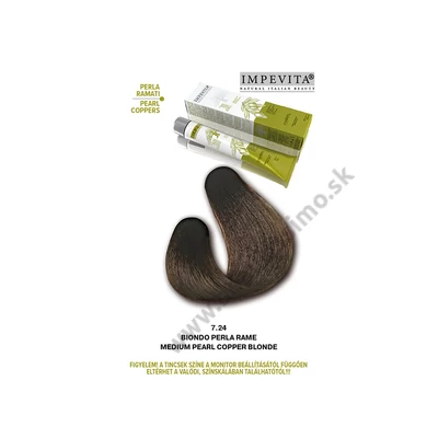 IMPEVITA FARBA NA VLASY BEZ AMONIAKU/PPD/RESORCINOLU 100ml 7.24 STREDNÁ BLOND PERLOVO-MEDENÁ