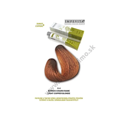 IMPEVITA FARBA NA VLASY BEZ AMONIAKU/PPD/RESORCINOLU 100ml 8.4 SVETLÁ BLOND MEDENÁ