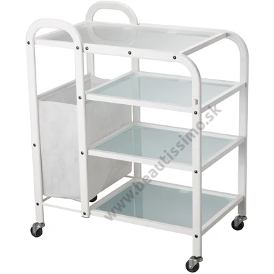 KOZMETICKÝ VOZÍK 4-POLICOVÝ S TEXTILNÝM KOŠÍKOM 